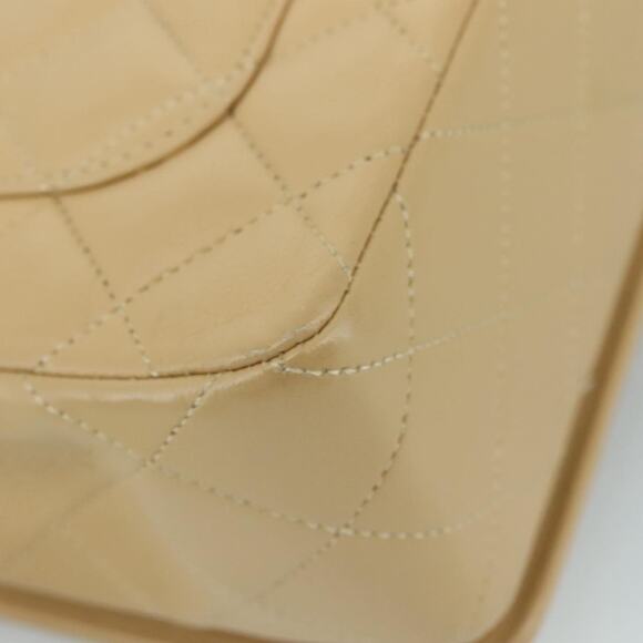 CHANEL Matelasse Chain Shoulder Bag Lamb Skin Beige Gold CC - Picture 16 of 16